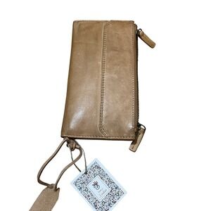 Genuine Leather Tan Beige Women's Bi Fold Snap Closure‎ Wallet Organizer NWT